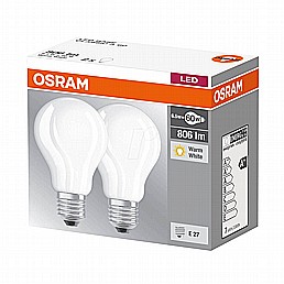 זוג נורות ליבון חלבי לד A60 E27 7W OSRAM זוג נורות ליבון חלבי לד A60 E27 7W OSRAM