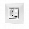 מארז טריפל USB עם שקע דו פיני לקופסא 55, מתאם ומסגרת SEE לבנה ניסקו סוויץ'