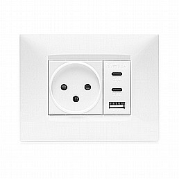 מארז טריפל USB, שקע כח, מתאם ומסגרת SEE לבנה 3 מודול ניסקו סוויץ' מארז טריפל USB, שקע כח, מתאם ומסגרת SEE לבנה 3 מודול ניסקו סוויץ'