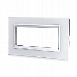 מסגרת FEEL זכוכית לבנה 6 מודול ניסקו סוויץ' מסגרת FEEL זכוכית לבנה 6 מודול ניסקו סוויץ'