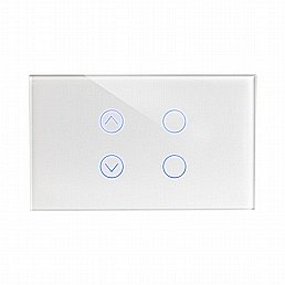 מתג טאץ' חכם משולב תריס + 2 תאורות זכוכית לבנה 3 מודול ZIGBEE מתג טאץ' חכם משולב תריס + 2 תאורות זכוכית לבנה 3 מודול ZIGBEE