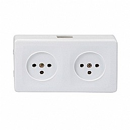 קופסת 2 שקעים לבנה על הטיח SUPER N-2 קופסת 2 שקעים לבנה על הטיח SUPER N-2