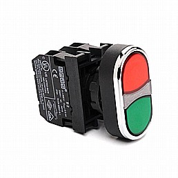 לחצן כפול אדום ירוק סדרה B מגעים 1NO+1NC לחצן כפול אדום ירוק סדרה B מגעים 1NO+1NC